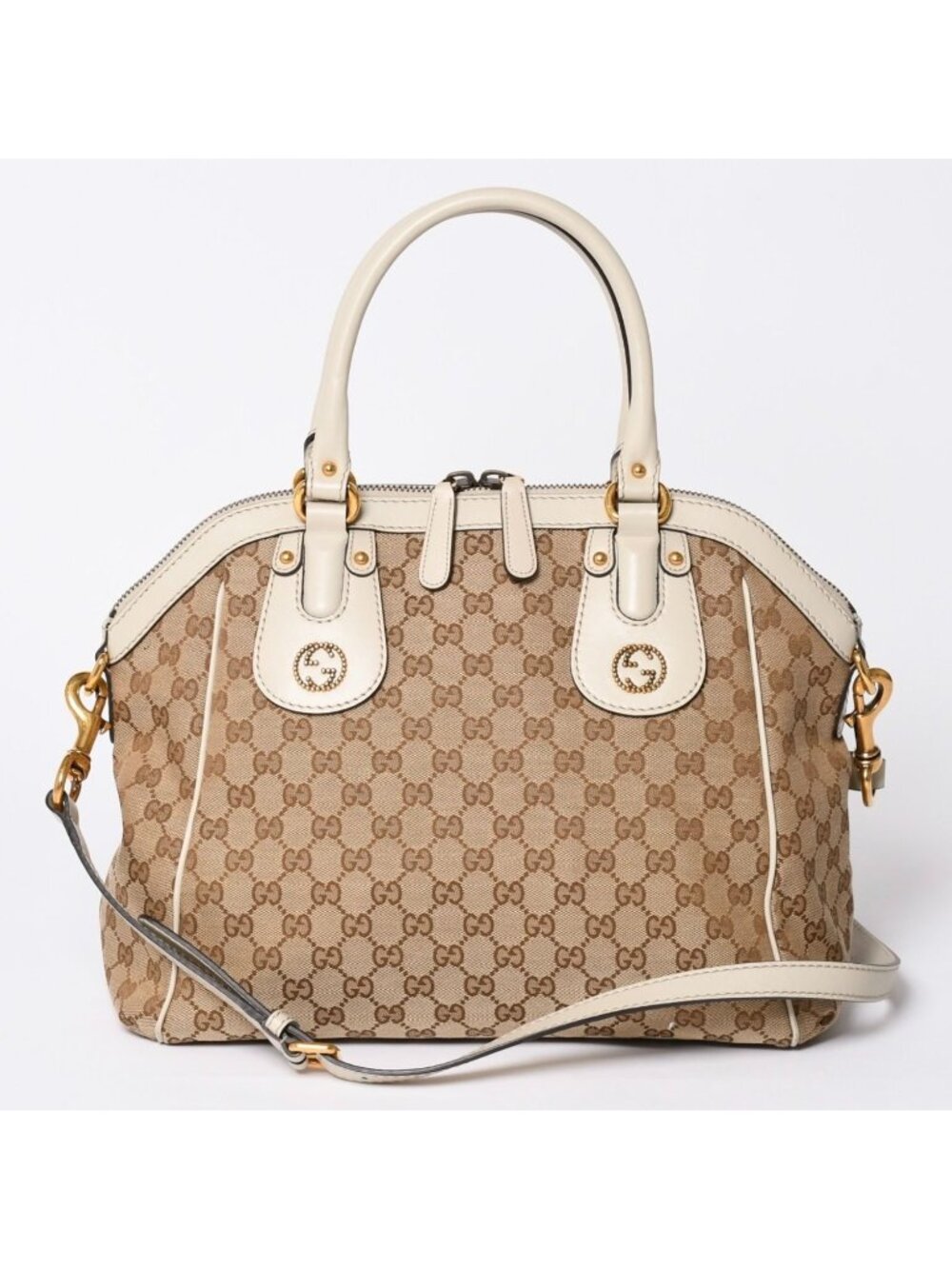 Gucci Hand Shoulder Bag GG Canvas Brown